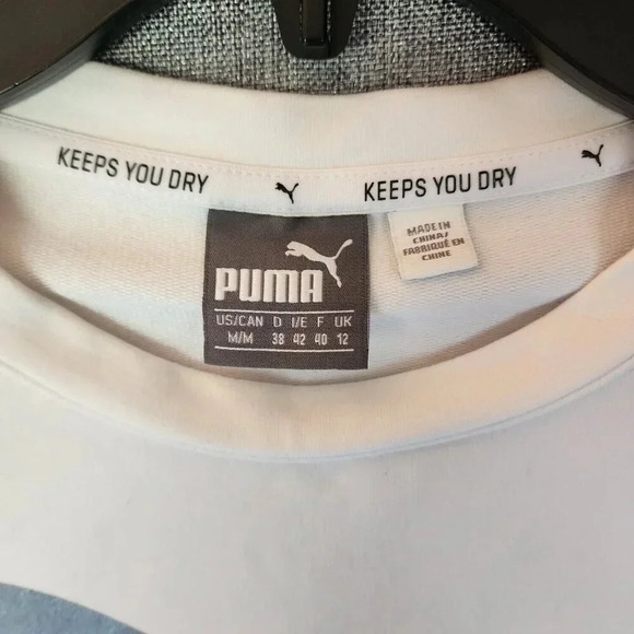 Puma Top Blouse Women's Medium Gray Nu-Tility Logo Long Sleeve Crew Neck - Picture 6 of 8